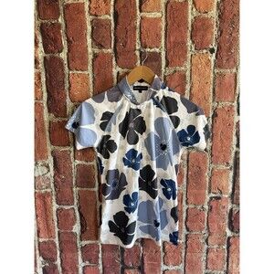 Swannies Golf Womens White Floral Pattern 1/4 Zip Short Sleeve Shirt Size Small